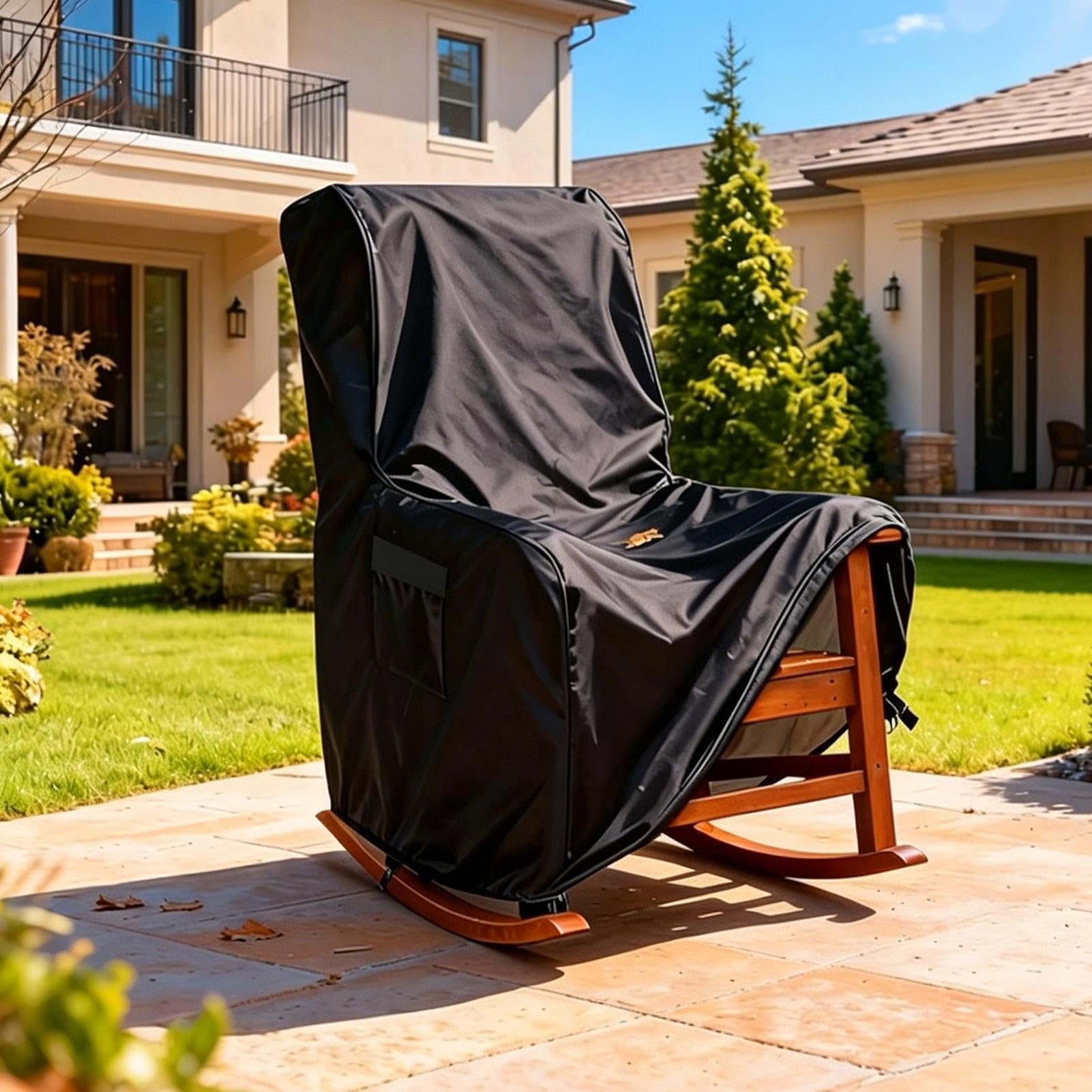 Resistente al agua Rocking Chair Cover, Heavy Duty Outdoor Furniture Protector For Recliners, UV-Resistant Cover For Porch, Garden And Backyard