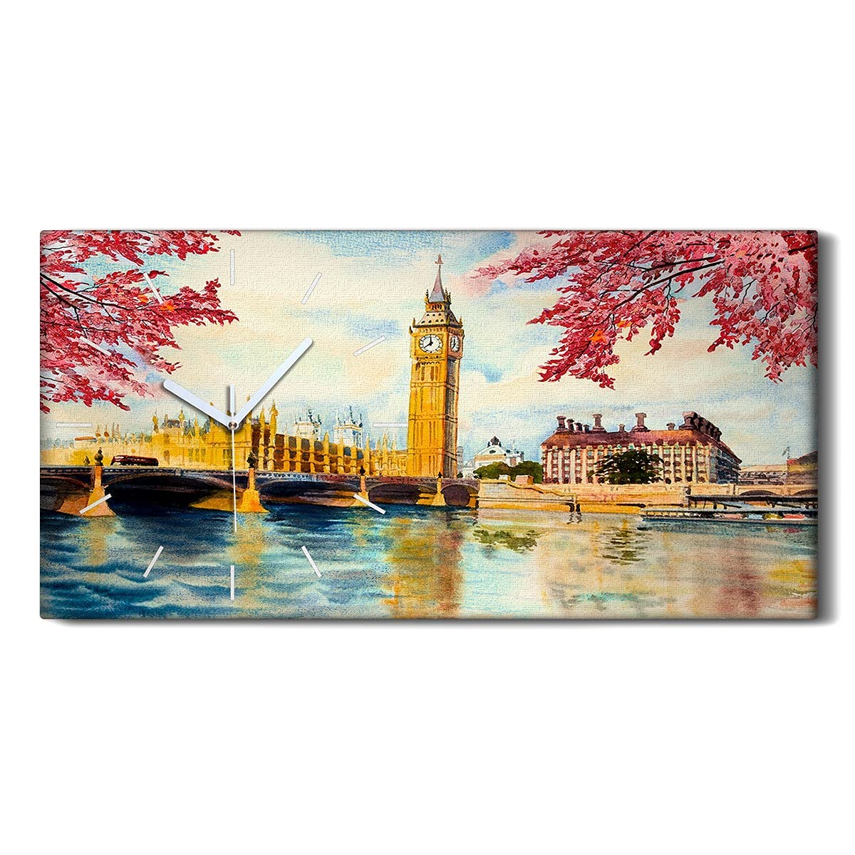 Horloge sur toile silencieuse decoration salon et chambre motif Big Ben Londres