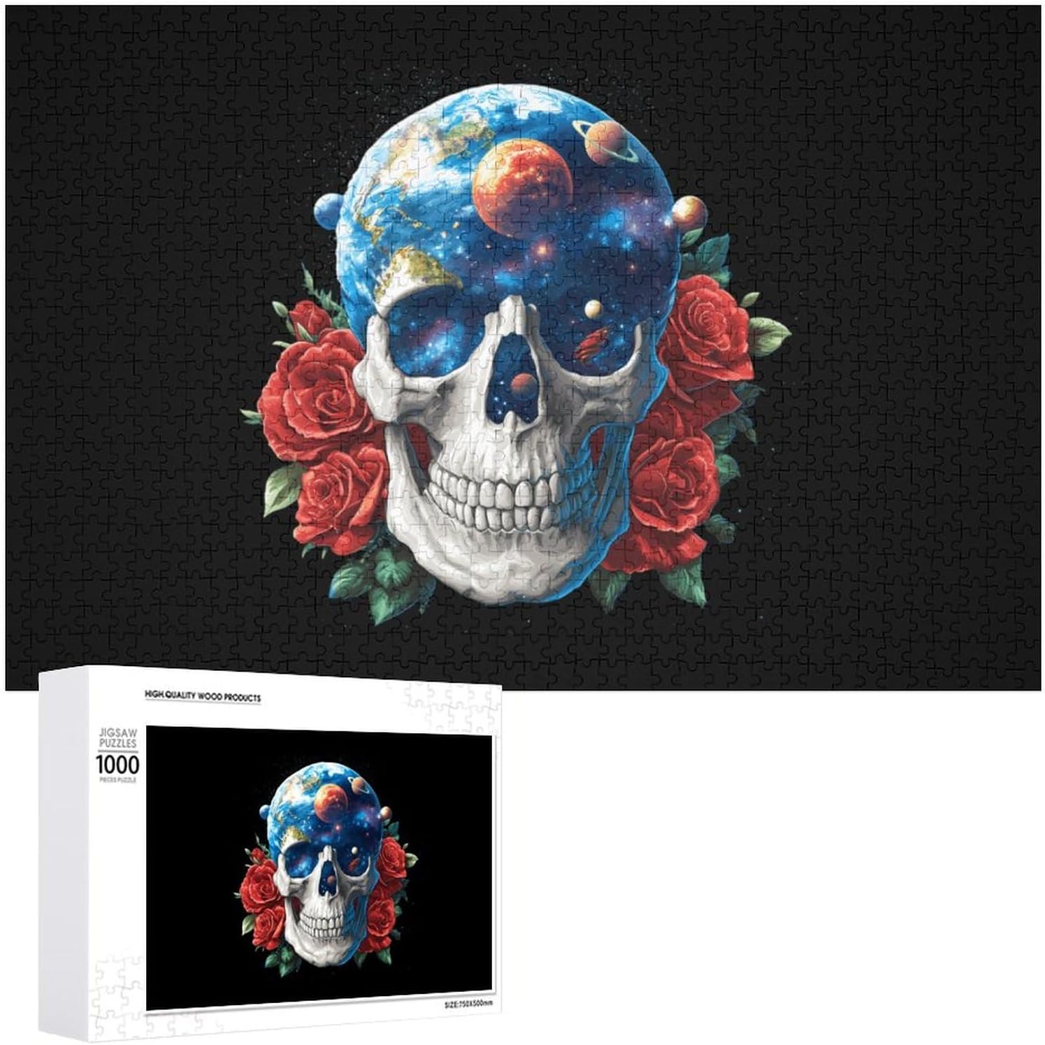 Spacees Face Skull Puzzles for Adults 1000 PCS Wooden Jigsaw Puzzle Wall Decor Christmas