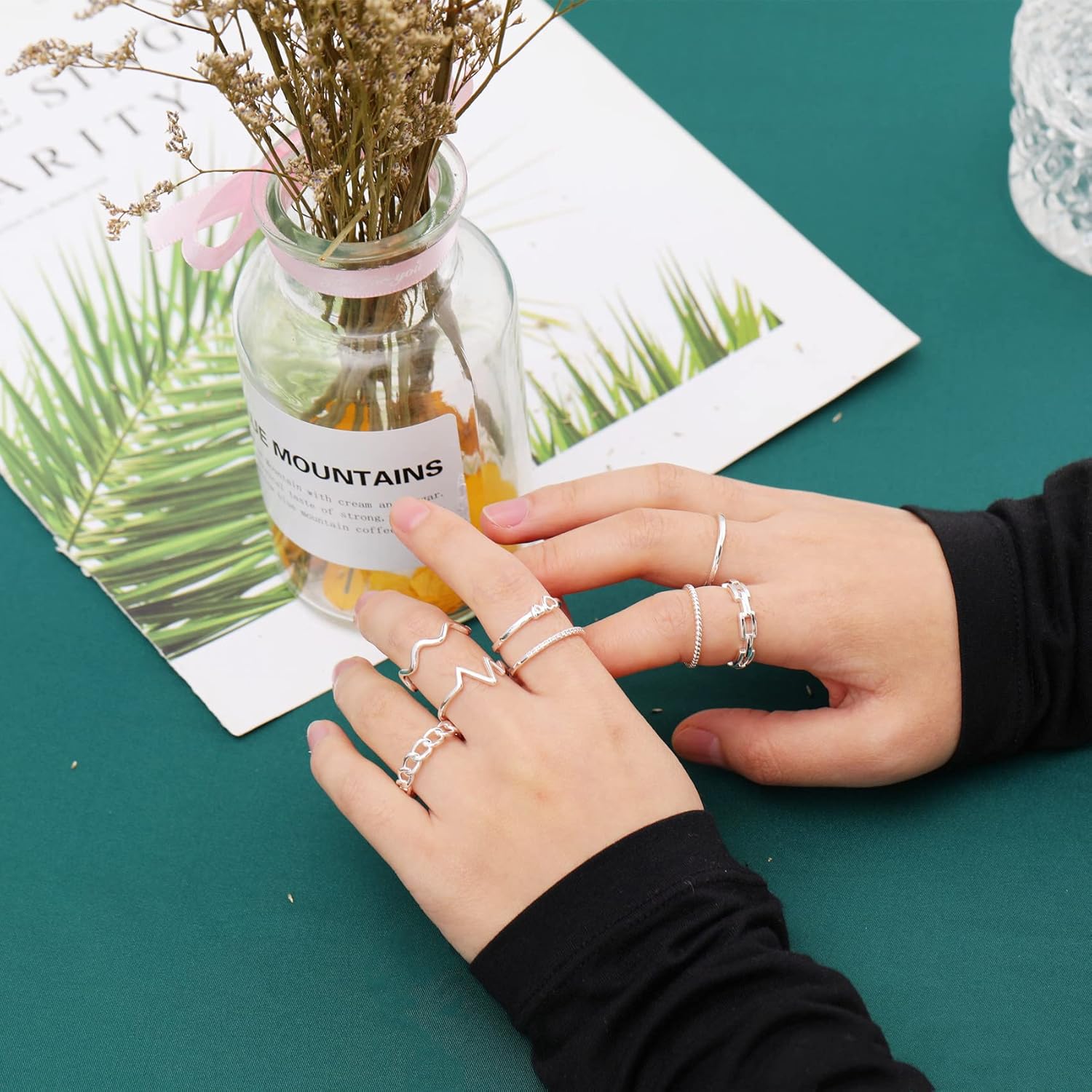 Honsny 14K Gold Plated Stacking Rings Set for Women, Stackable Knuckle Thumb Rings Thin Dainty Silver Rings for Women Wedding Eternity Band Simple Rose Gold Ring Size 4-11 - Image 4