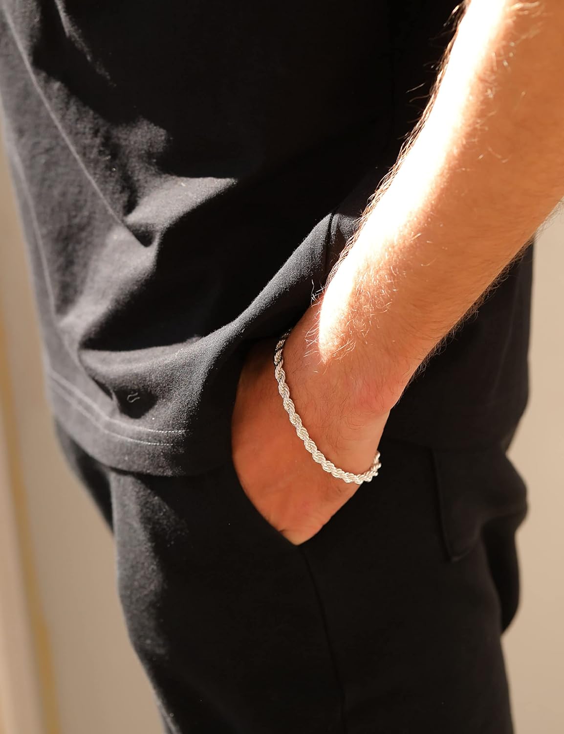 nometo 925 Sterling Silver Rope Chain Bracelet Box Chain Bracelet 2mm3mm5mm Silver/Gold Plated Bracelet for Men Women Silver Bracelet 6.5-9 Inches - Image 2