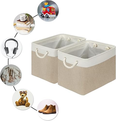 Miniatura 7 de DULLEMELO Cestas de almacenamiento grandes de 16 x 12 x 12 pulgadas de alto, canastas rectangulares de tela para organizar, cestas plegables para