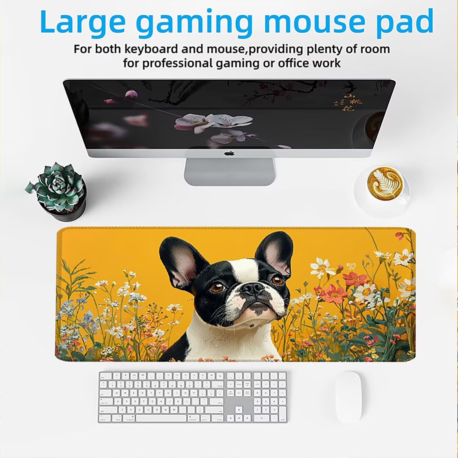 Podkładka pod mysz AAA XXL 1200 x 600 mm duża mata na biurko szyta krawędź wodoodporna antypoślizgowa, laptop poprawia precyzję i szybkość. dla graczy, komputer, pies kwiat w0w-861