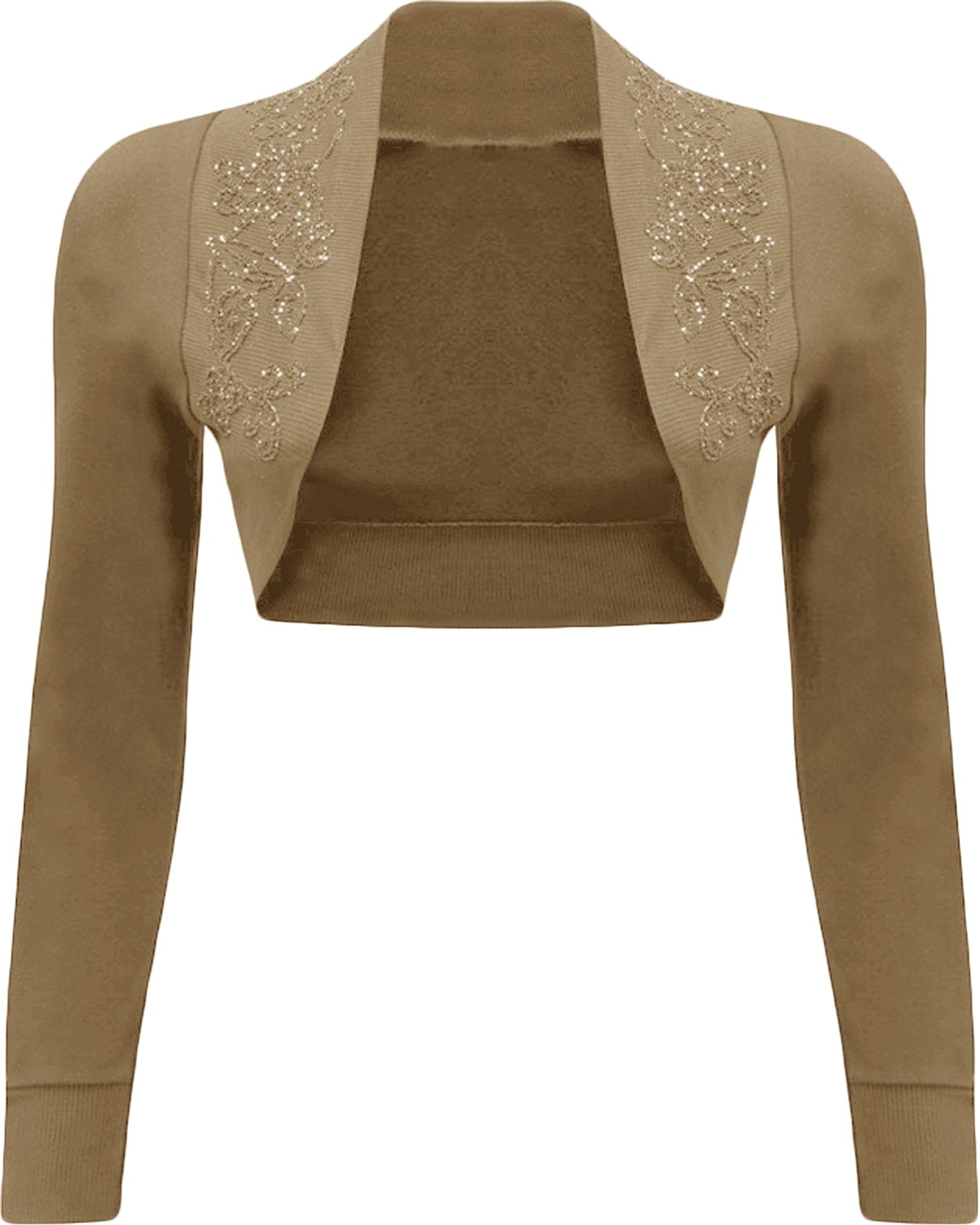 Wearall Women's Mocha New Beaded Shrug Bolero Top Sizes 12/14