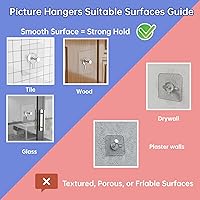 Vista 5 de Picture Hangers Without Nails, Nail Free Wall Hangers,20 Counts Adhesive Wall Hooks for Hanging with Waterproof and Oilproof,13 lbs Load Max