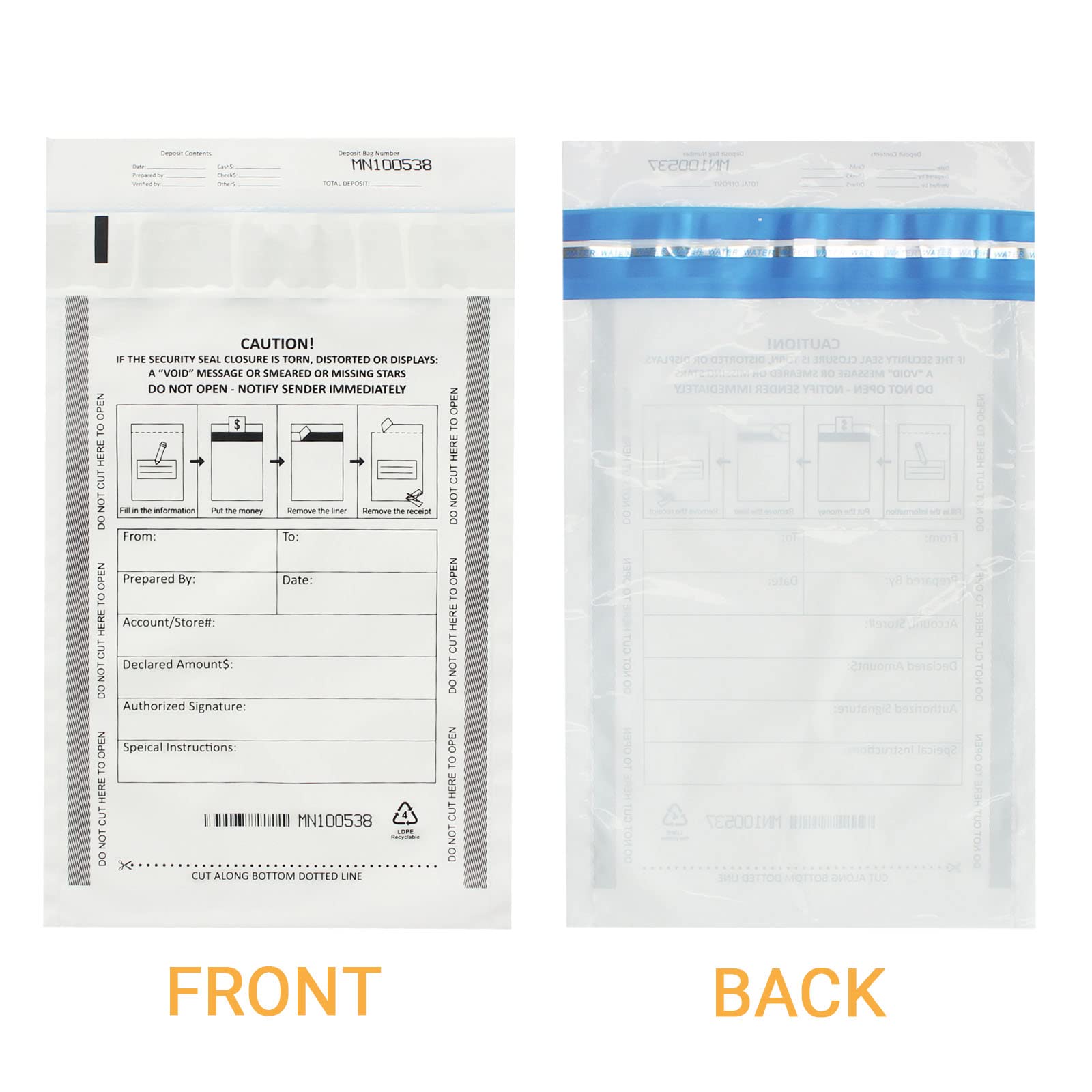 Zmybcpack Lot de 500 sacs de dépôt inviolables, poche pour banque de sécurité, sacs pour caisse enregistreuse (15,2 x 22,9 cm, blanc)