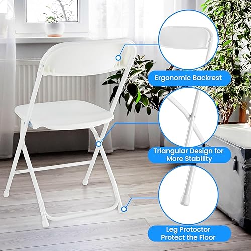 Miniatura 4 de Simple Deluxe Paquete de 4 sillas plegables de plástico, asiento portátil plegable apilable con marco de metal de capacidad de 330 libras, comercial