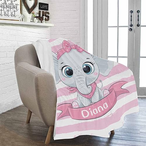 Miniatura 175 de Artsadd Personalized Baby Blanket for Boys Girls with Name, Custom Baby Name Blanket with Unicorn Pattern Customized Name Receiving Swaddle Throw