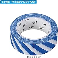 Vista 2 de PATIKIL Cinta holográfica Washi de 0.59 pulgadas x 10.93 yardas, 1 rollo de calcomanías autoadhesivas con patrón de rayas para decoración de Azul