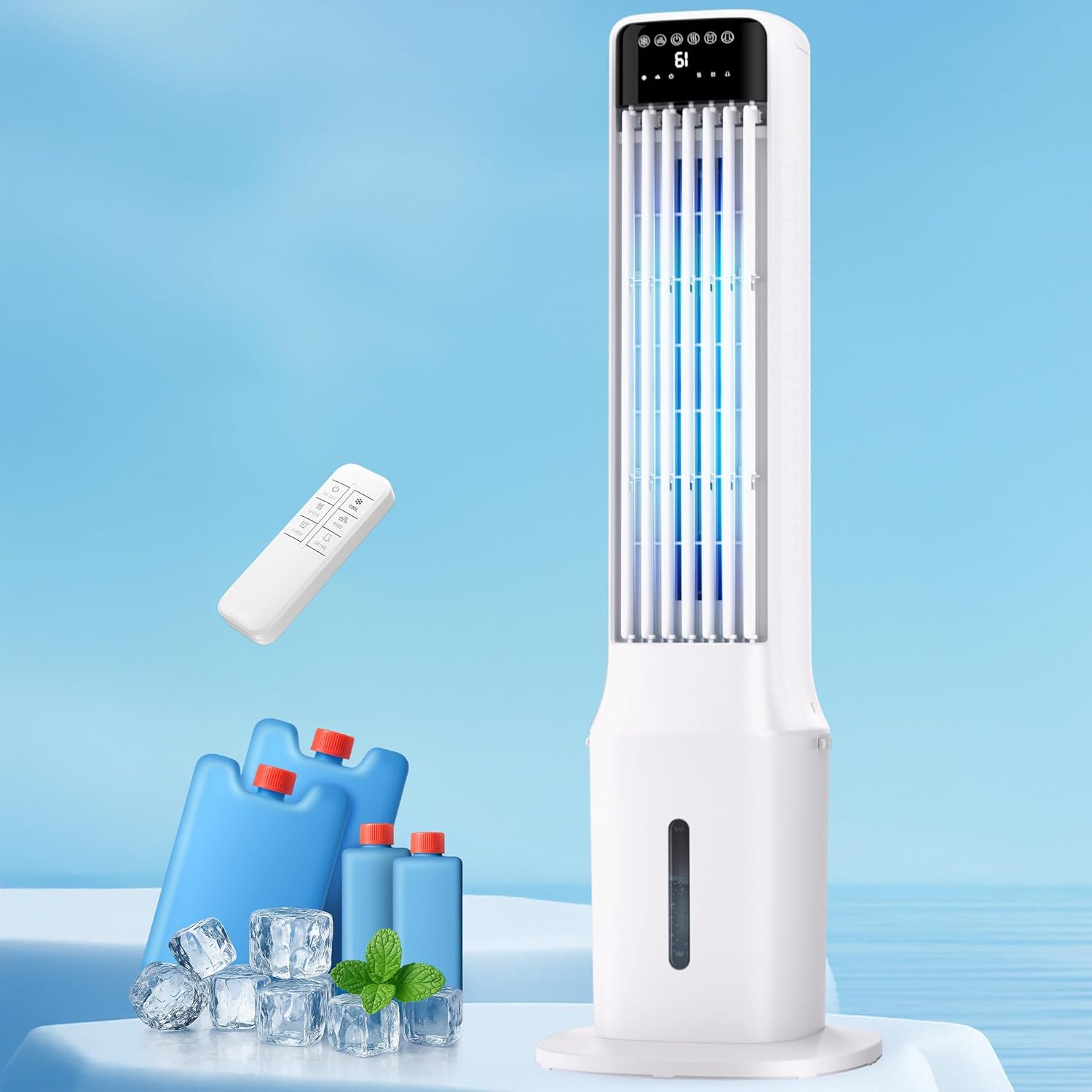 Evaporative Air Cooler,41inch Tower Fan with Remote Control,Cooling Fans with 3 Speeds,3 Mode,120° Oscillation Room Cooler,Water Fan with 24H Timer,Swamp Cooler Air Conditioner for Room Bedroom