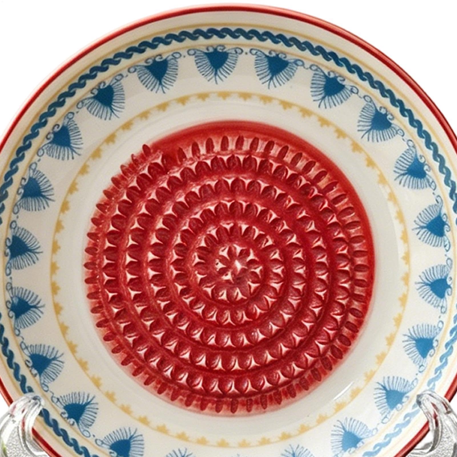 Talerz do tarki do czosnku | Ceramiczne ręczne okrągłe naczynie ze szczotką | Tarka do czosnku | do pieczenia żywności, kuchni, gotowania czekolady