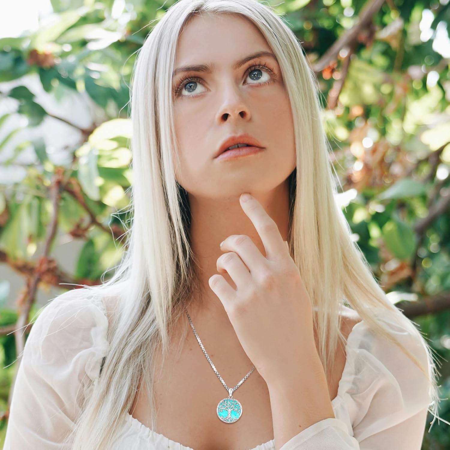 Tree of Life Necklace for Women Sterling Silver Celtic Moon Tree Moonstone Turquoise Pendant Heart Family Tree Necklace for Mother Daughter Sister Gifts - Image 5