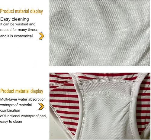 Miniatura 8 de Paquete de 3 calzoncillos para incontinencia para mujer, de absorción regular, reutilizables, lavables, para incontinencia urinaria (negro, XL)