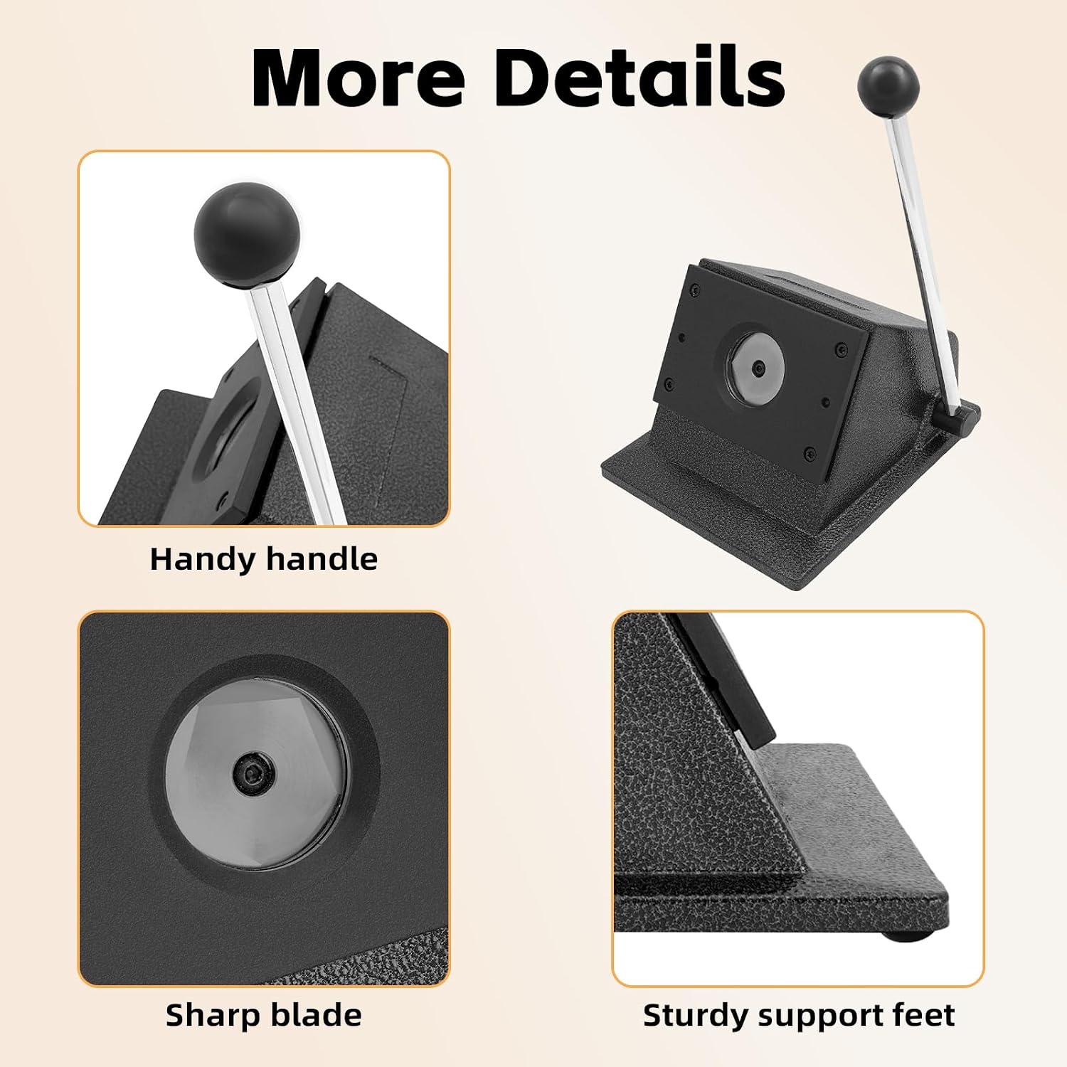 Graphic Punch Die Cutter, 37mm Round Manual Card Badge/Button Cutting Maker Tool with 3.15in Labor-Saving Handle for Cutting Paper Weighing Around 0.66 Lbs (Black)