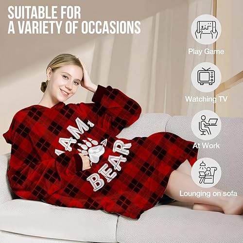 Miniatura 5 de Warmstorey Regalos para mamá, manta con capucha de mamá oso, manta de franela de gran tamaño con capucha para adultos, mujeres, mamá