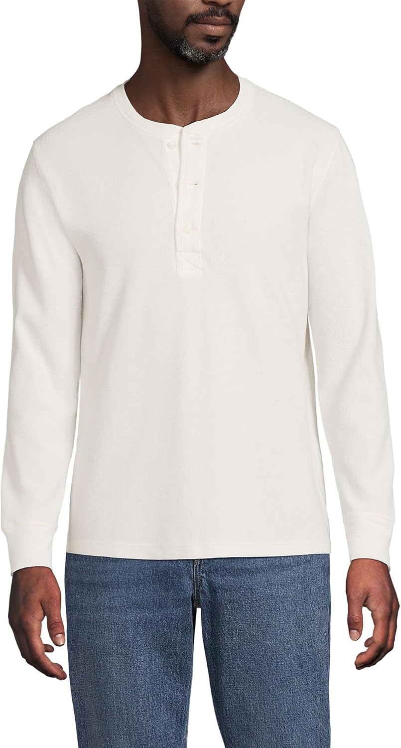 Lands' End Men's Long Sleeve Thermal Waffle Henley