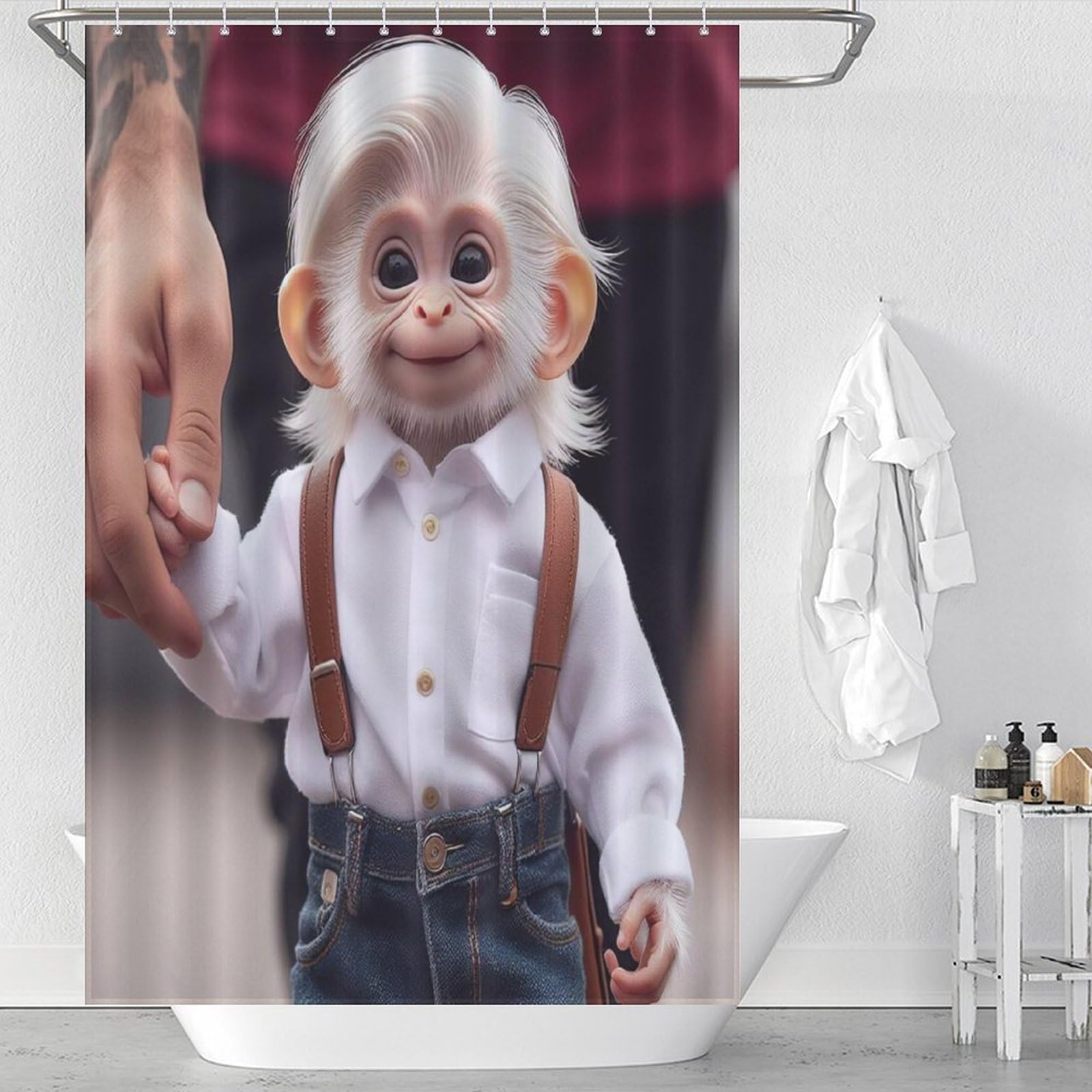 Rideau de douche singe anti éclaboussures en tissu étanche 122x183 cm