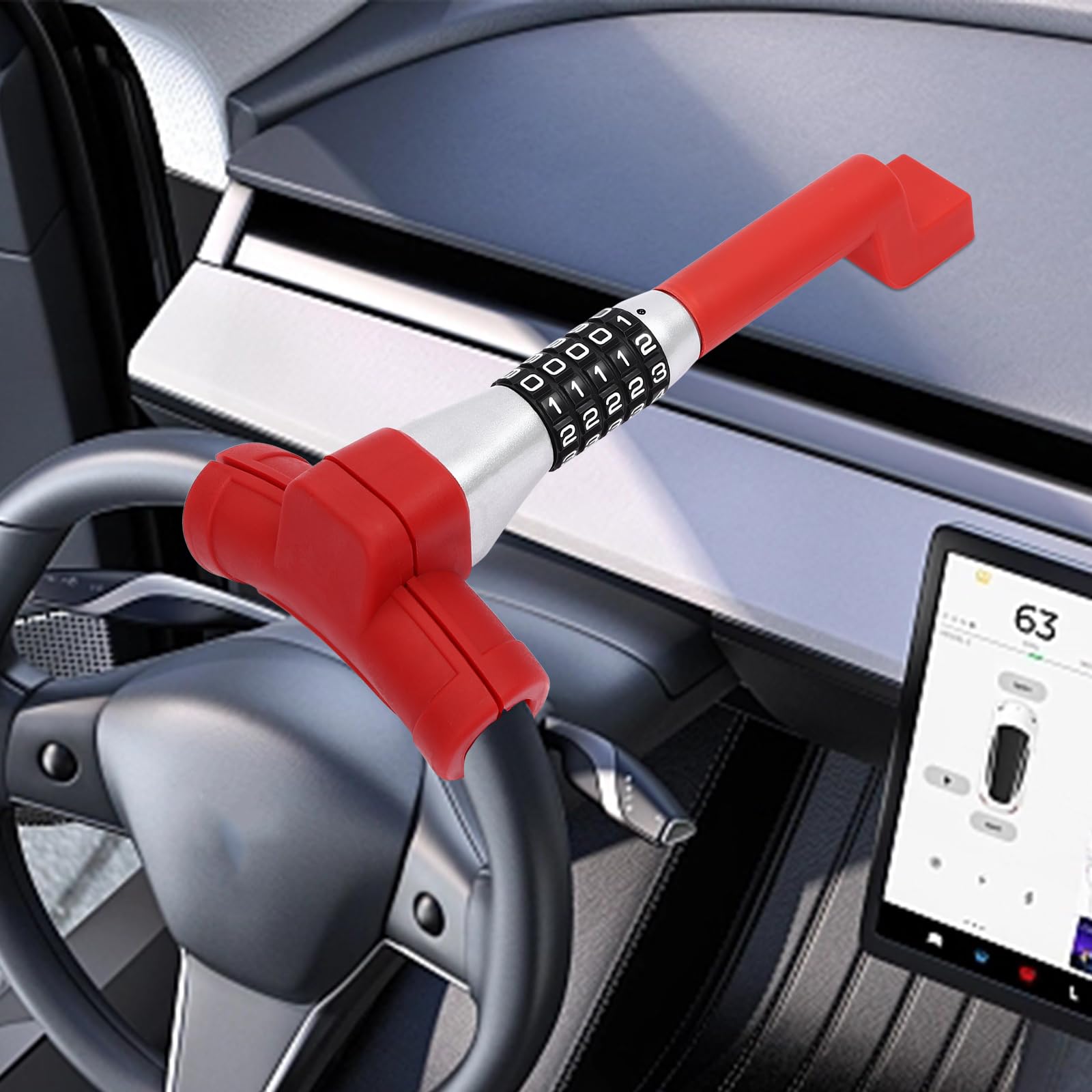 Antivol universel pour volant de voiture - Protection antivol - Avec tournevis - Avec tournevis - Rouge moderne