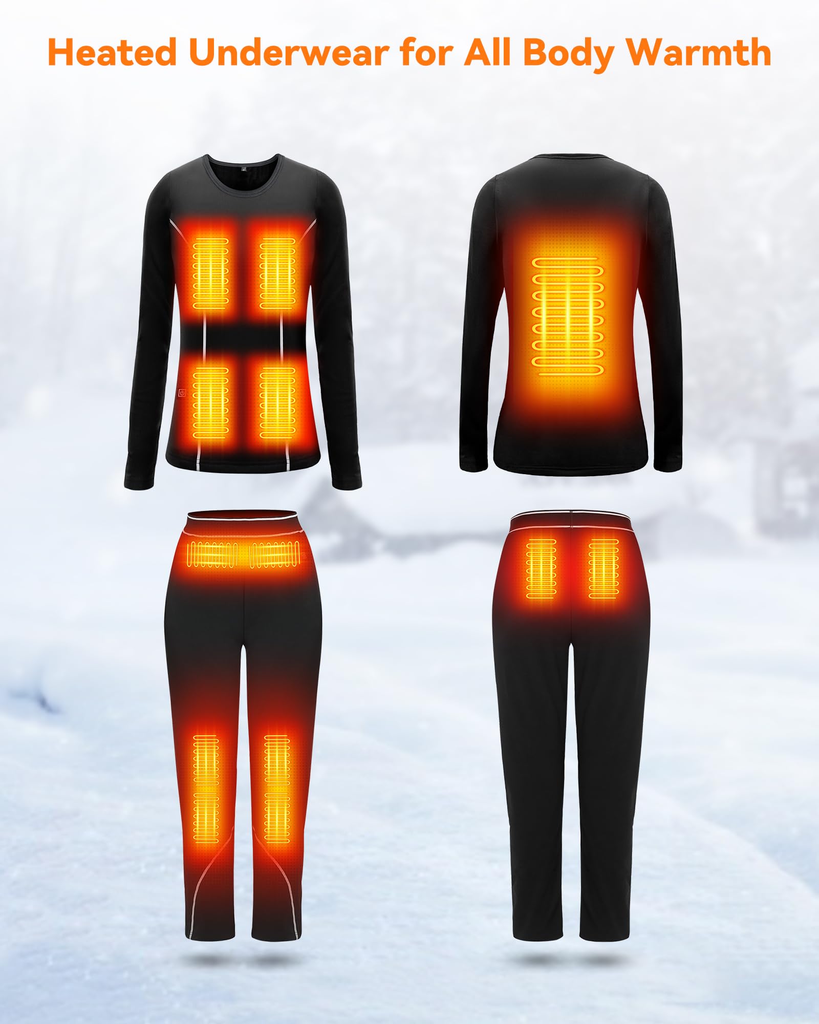 FERNIDA Conjunto de ropa interior térmica para mujer, ropa térmica eléctrica con banco de energía, ajuste de temperatura de 3 niveles, juego de capa base para invierno cálido y uso diario