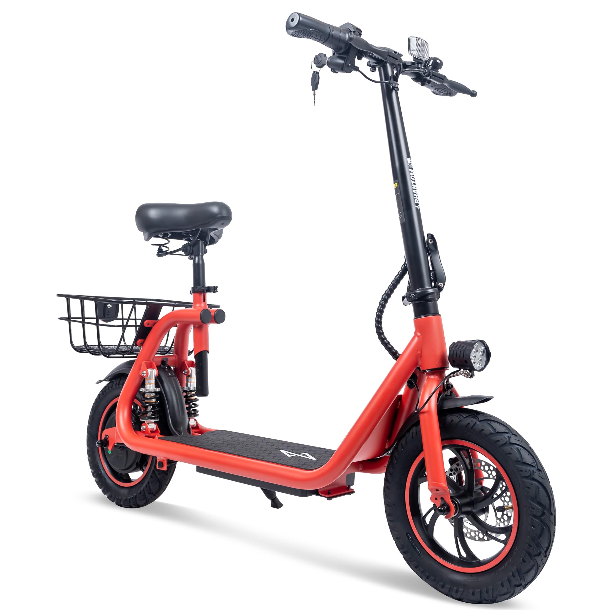 PhantomgogoElectric Scooter for Adults Foldable Scooter with Seat & Carry Basket E-scooter with Brushless Motor 15MPH 265lbs Max Load E Mopeds for Adults Commuter