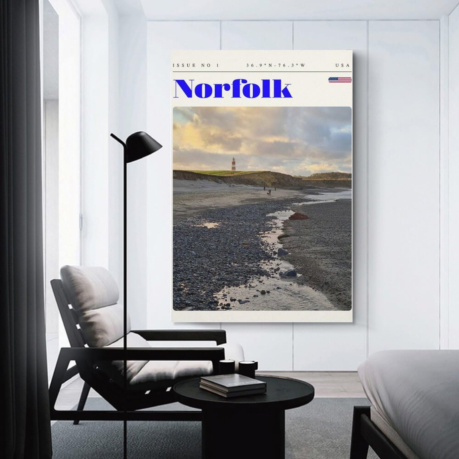 Junmoney Norfolk Virginia Lighthouse Travel Art Canvas Wall Picture, 24x36inch(60x90cm), for Wall Displays, Bedrooms Or Room Updates, Wall Decor Suited to Curated Displays