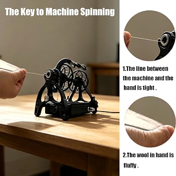 Electric Yarn Winder Electric Yarn Spinner Kit Spinning Wheel for Wool with Foot Controller & 4 Bobbins, Small Wool Spinner with Forward & Reverse(Black)