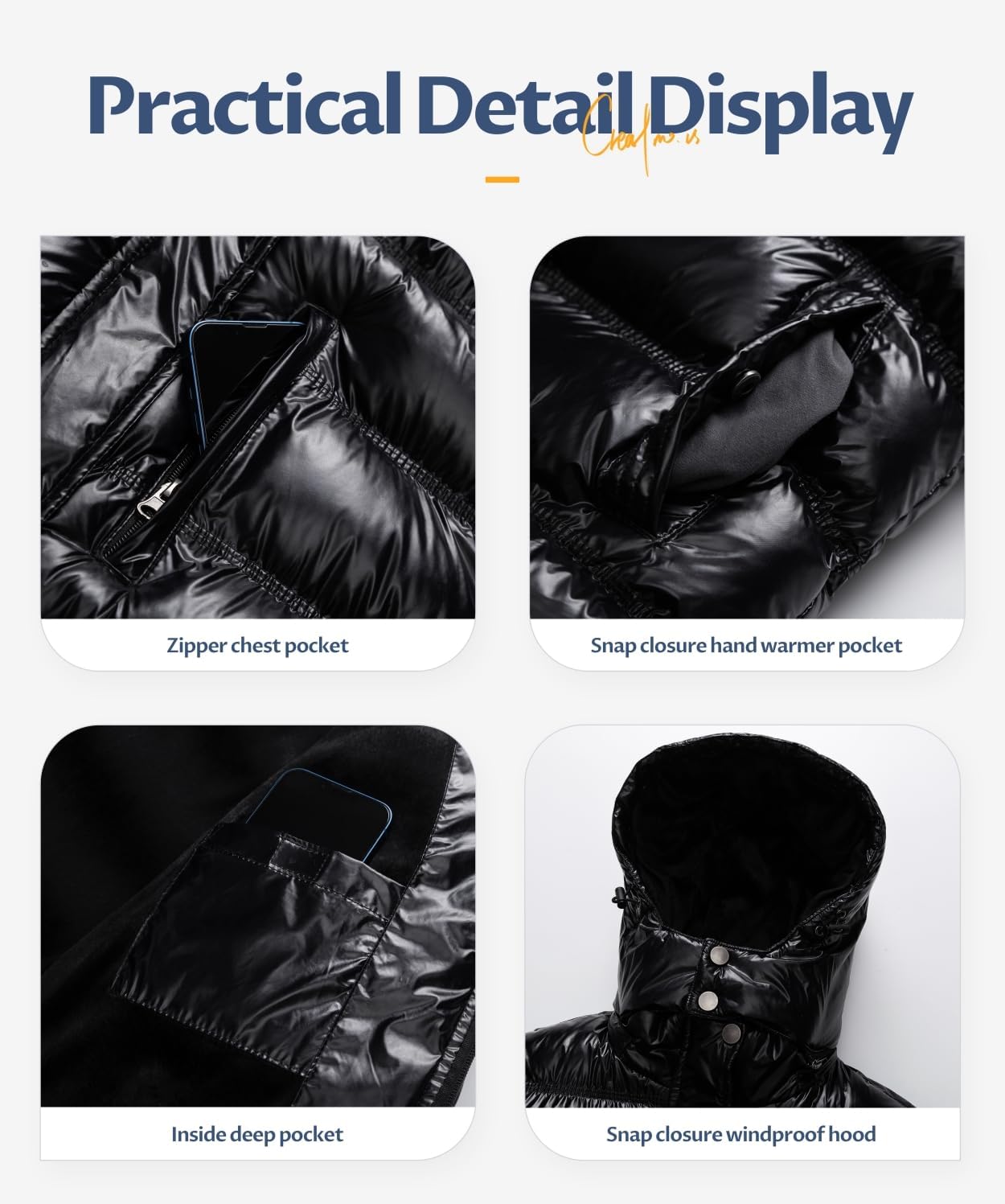 CREATMO US Women's Warm Winter Coat Waterproof Ski Jacket Padded Puffy Overcoat With Detachable Hood - Image 6