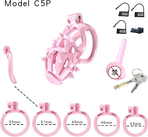 Miniatura 2 de Jaula de protección de jaula de entrenamiento fija masculina (curva) con picos de silicona rosa para seguridad (US-A134) (C5P)
