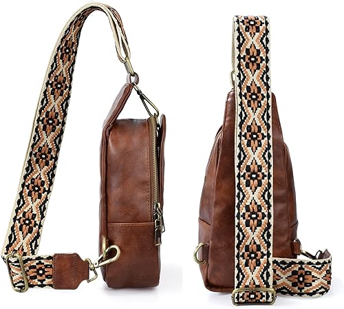 Vista 5 de KlaOYer Bandoleras de cuero para mujer, bandolera pequeña, riñonera con correa de guitarra para Gril Lady