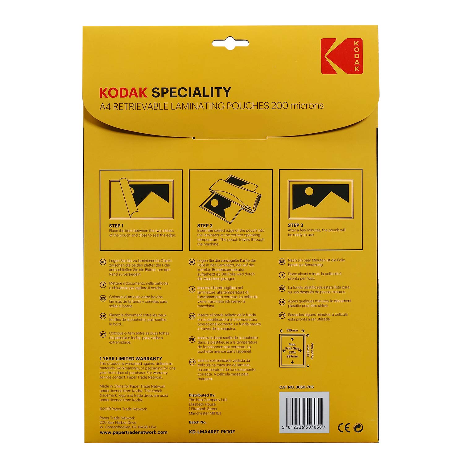 KODAK Retrievable Laminating Pouches KD-LMA4RET-PK10F - torba do laminowania wielokrotnego użytku A4, 200 mikronów, 10 sztuk