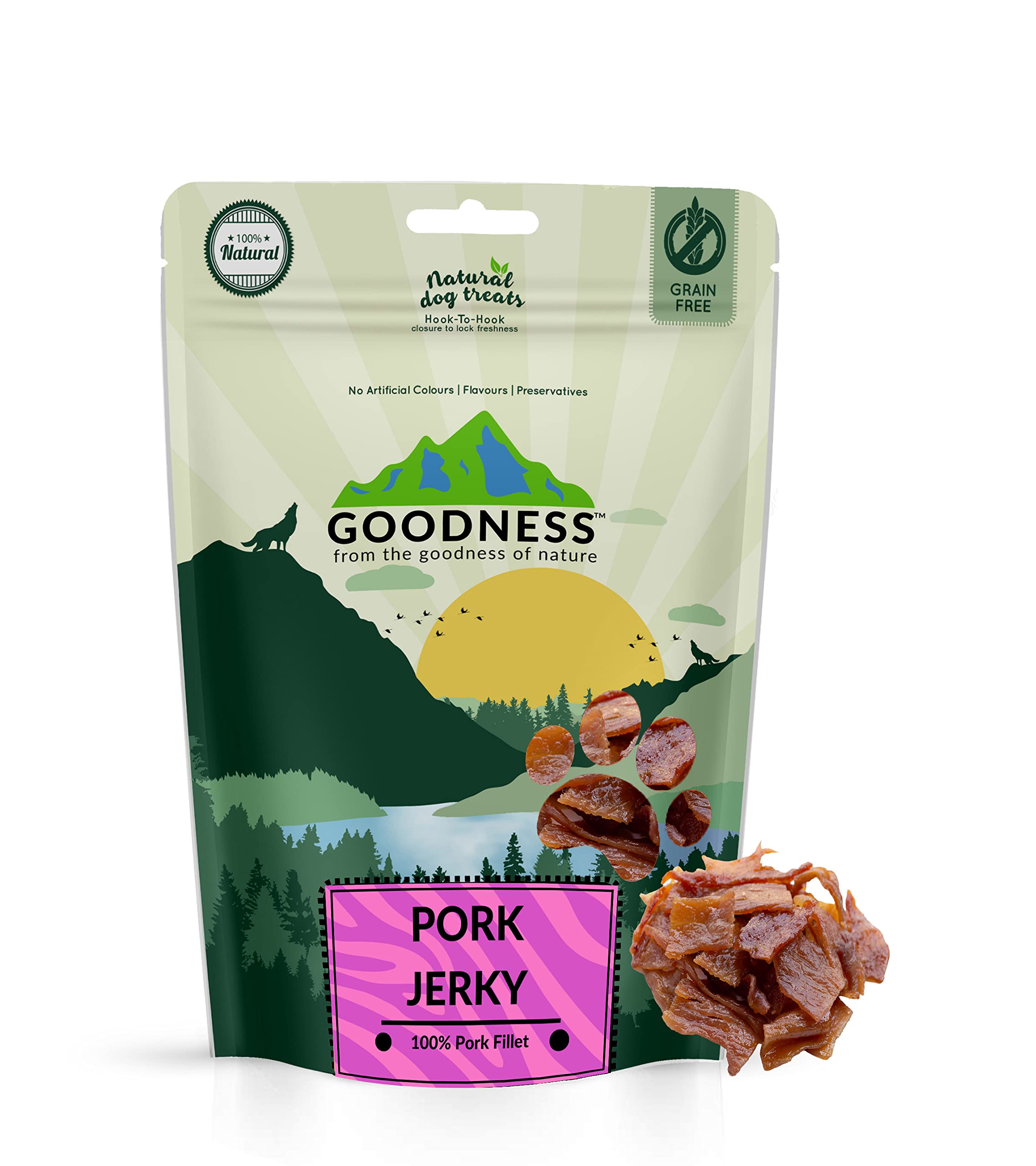 GOODNESS Pork Jerky Dog Treats 50 g – High Protein, 100% Natural & Grain-Free, Super Premium Air-Dried Snack for Training & Healthy Chewing – Ideal for All Dog Breeds & All Life Stages (B0C53TWBDV) Amazon Price History, Amazon Price Tracker