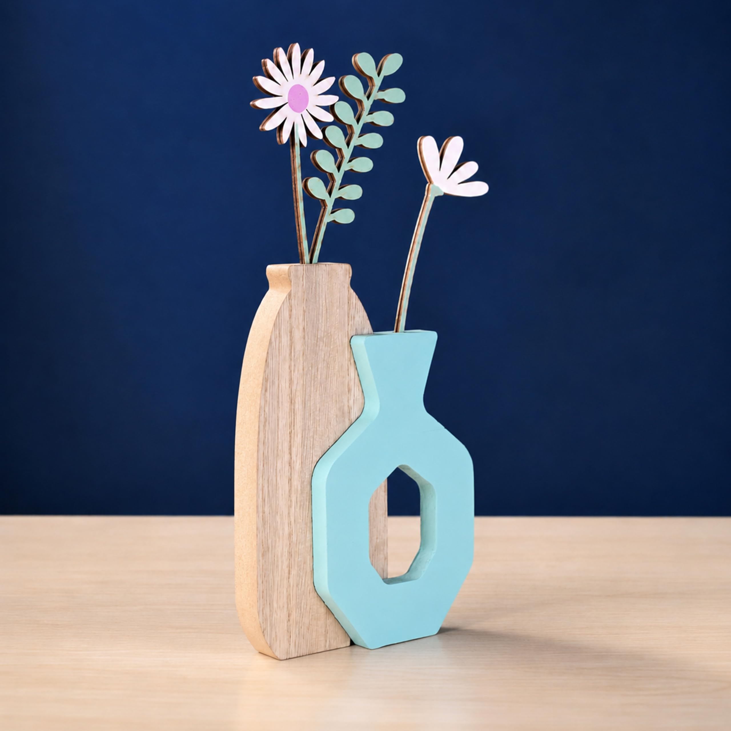 Art Street Floral Boho Art for Living Room, Modern MDF Wooden Flower Set for Home Decor, Aesthetic Tabletop Showpiece, Bedroom & Office Decoration, (Size 15 x 33 cm)-image-18