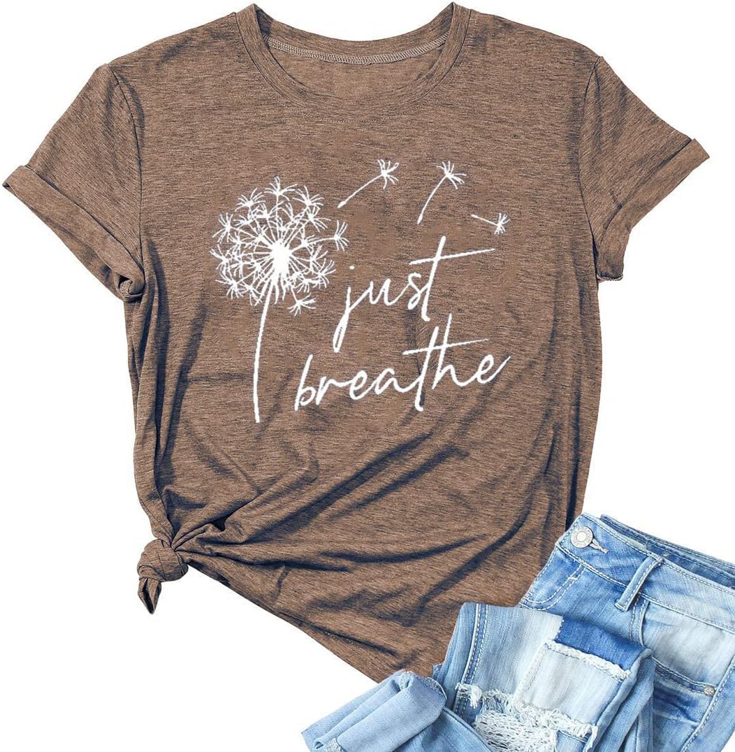 VKEGNIODandelion Graphic T Shirt Women Wildflower Make a Wish Vintage Tees Top Funny Summer Short Sleeve Shirts