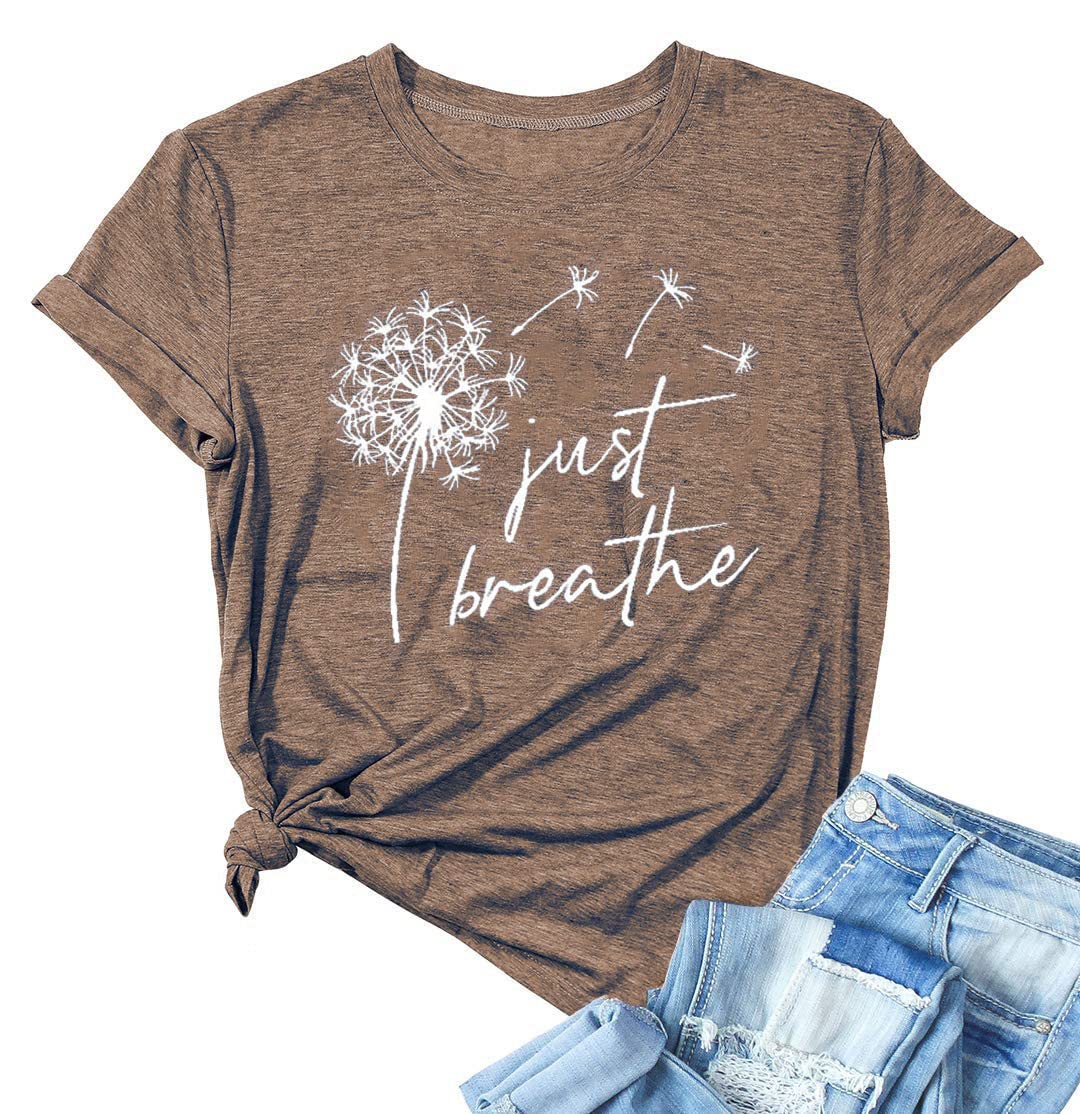 VKEGNIODandelion Graphic T Shirt Women Wildflower Make a Wish Vintage Tees Top Funny Summer Short Sleeve Shirts