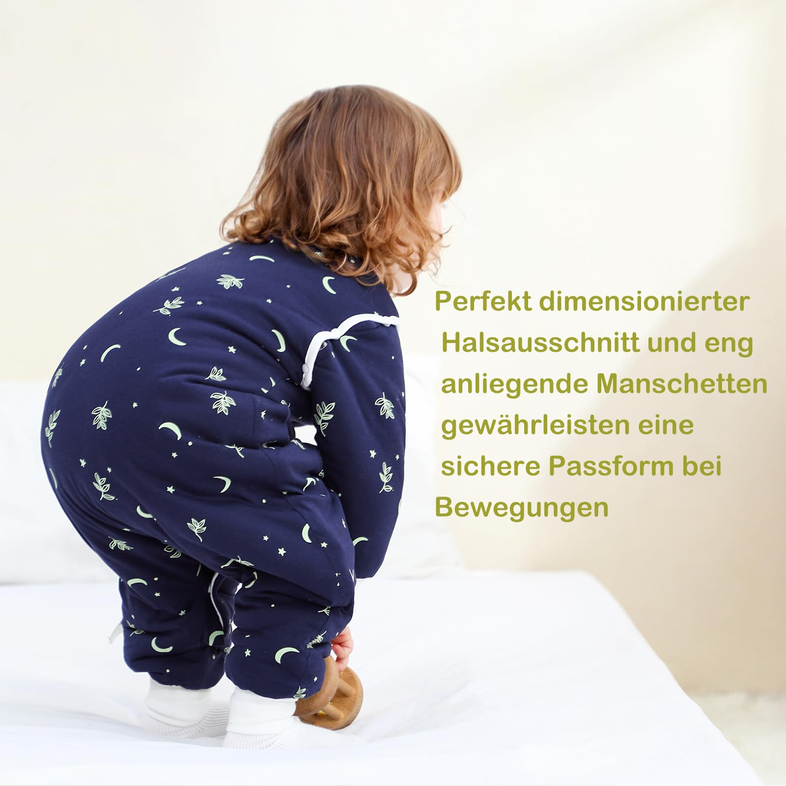 Schlafsack mit Füßen 3.5 TOG Baumwolle Mondlichtblätter L