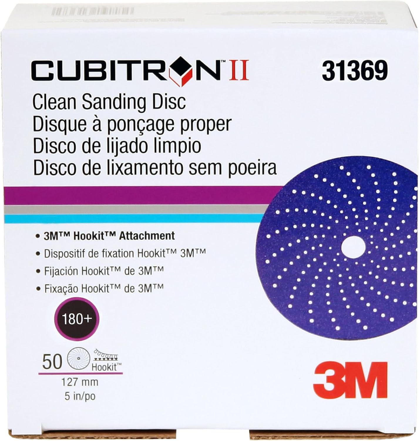 Cubitron II 31369 HookitClean Sanding Abrasive Disc (5 in, 180+, 50 Discs per Box)