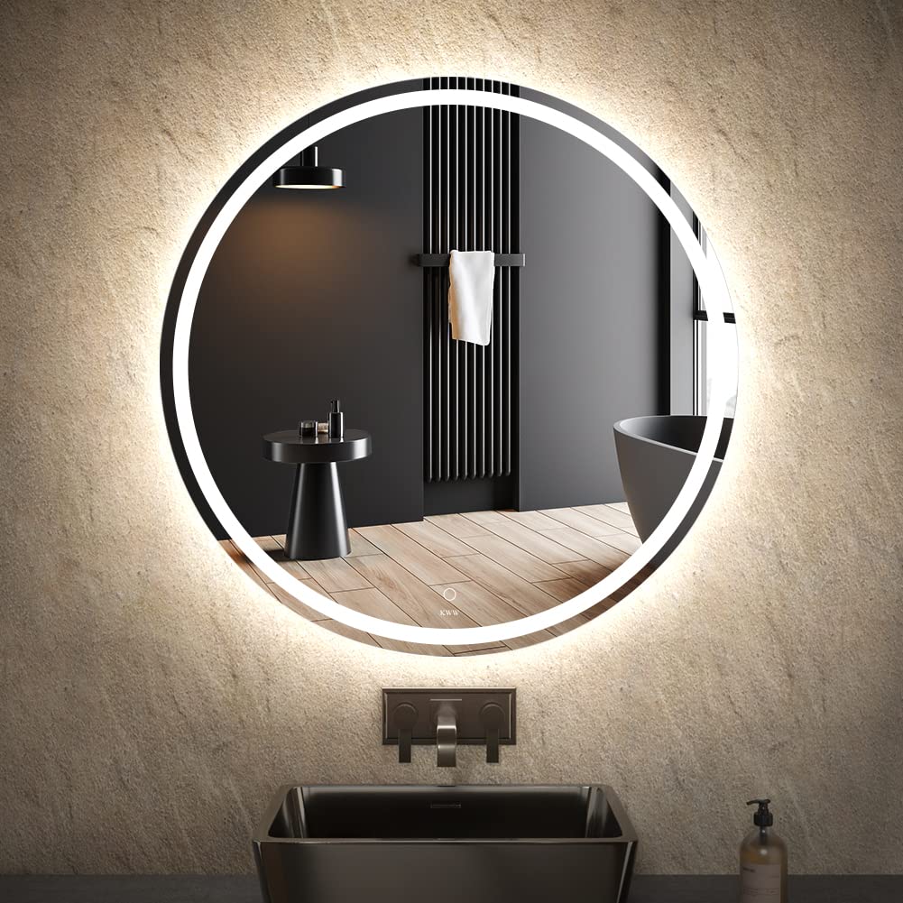 Buy KWW 32 Inch Large Modern LED Round Mirror Bathroom Vanity Mirror