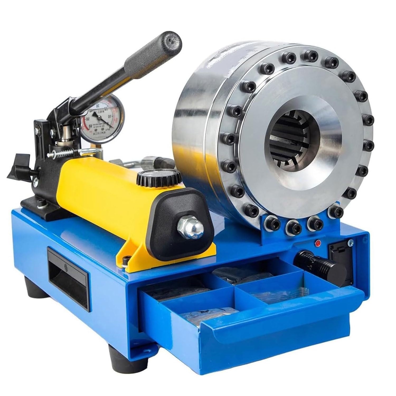 Hydrauliczna zaciskarka, ręczne narzędzie pneumatyczne do węży 6-25 mm, zawiera 7 zestawów matryc, ciśnienie 35 MPA, pojemność zbiornika oleju hydraulicznego 1 l