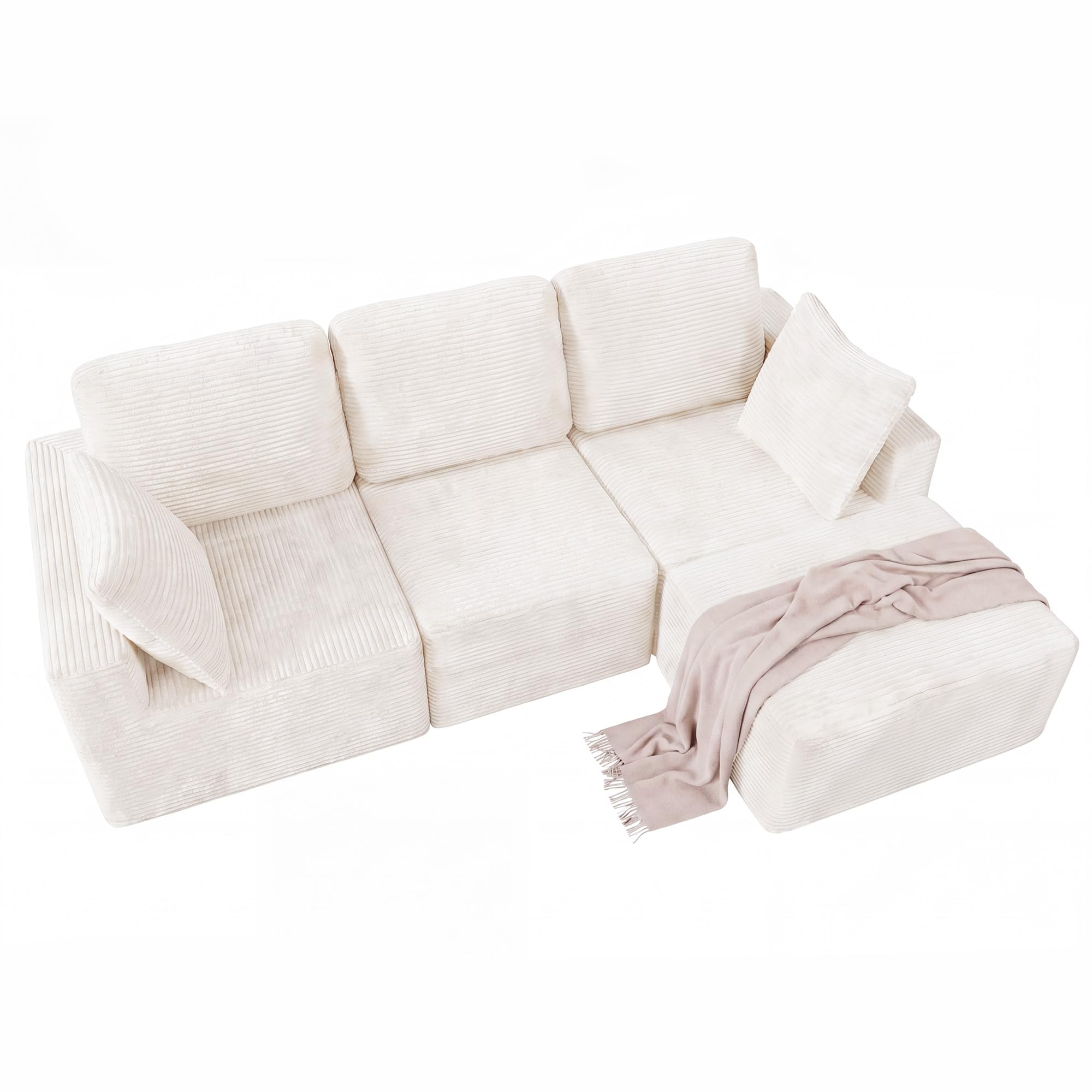 Homall Sectional Couches for Living Room, Modern Boneless Couch with Deep Seat, Upholstered Cloud Sofa, No Assembly Required (Beige, L Shaped Sofa)