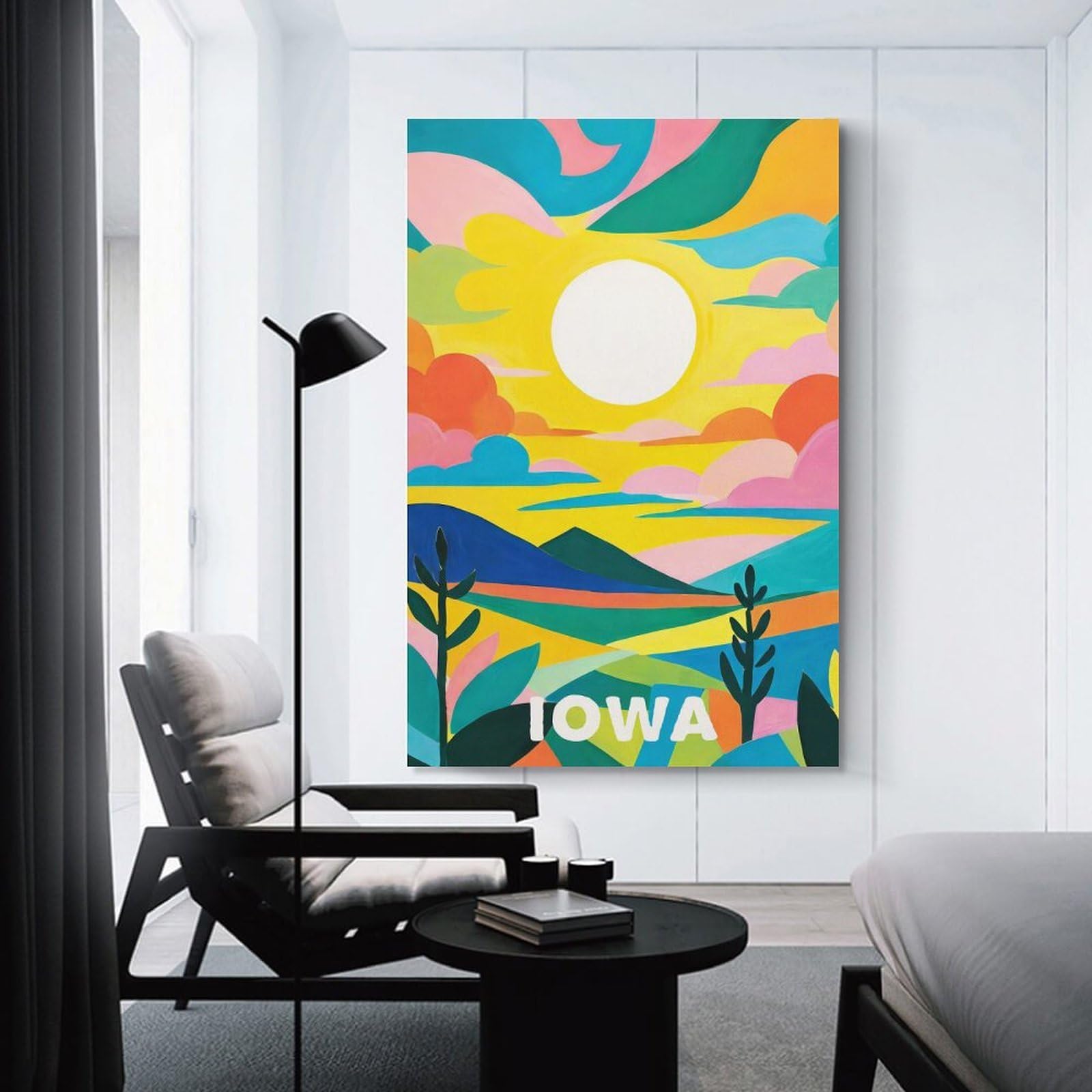 Junmoney Unframe-Style-1 Canvas Wall Decor Bold Landscape Iowa Art, 20X30inch(50X75cm), For Home Lounge, Bedroom Or Reading Nook, Eye Catching Artwork For Blank Walls