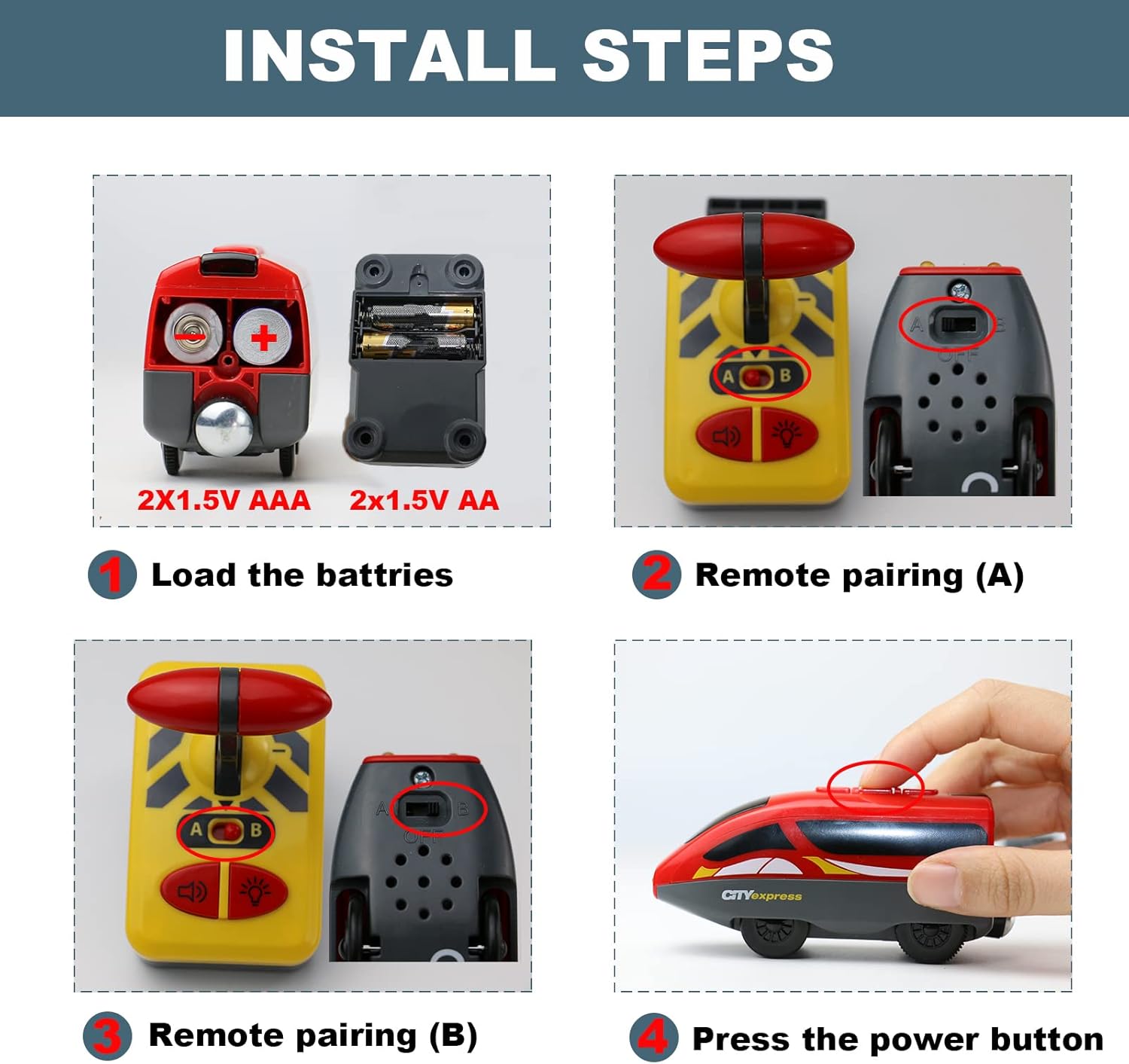 Battery Operated Train for Wooden Track,Powerful Engine Locomotive Remote Control Train Toy with Light and Sounds Gift for Boy Kids Toddlers, Compatible with Thomas, Brio, Chuggington