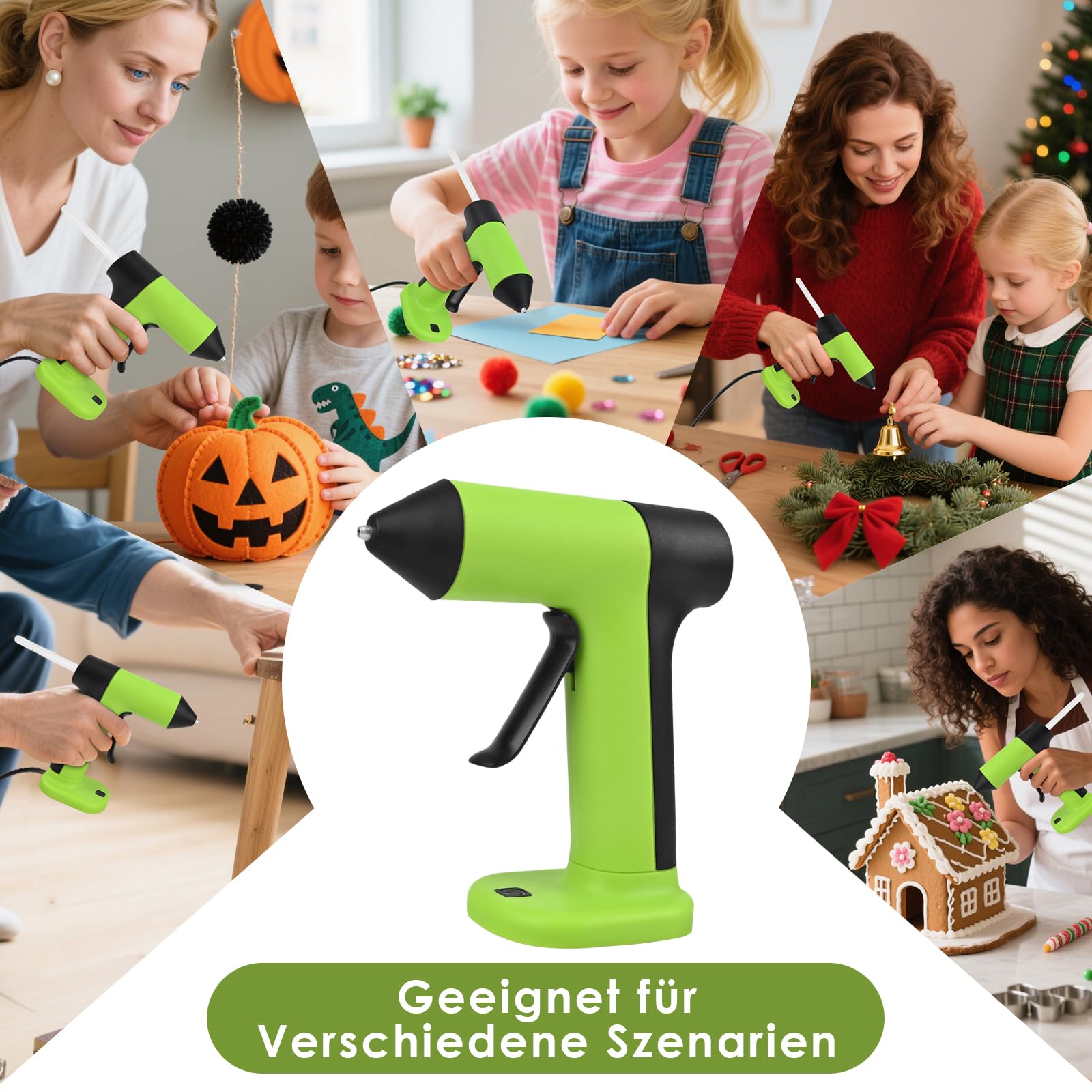 GuKKK Heißklebepistole mit 20 Heißklebesticks 8mm, Heissklebepistole Akku 2000mAh Klebepistolen, USB Typ-C Aufladende, Klebepistole Kabellos zum Basteln DIY Basteln Reparatur Zuhause und Büro