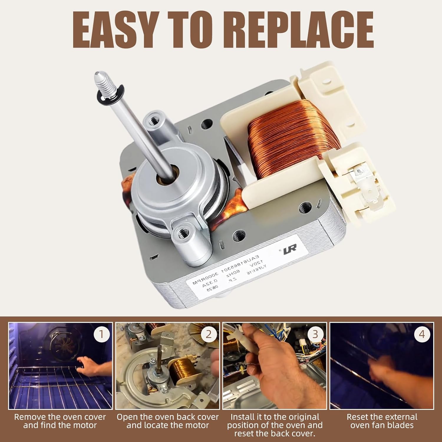 EAU61865301 for LG Stove Ovens Range Convection Fan Motor,Replace LRE3193BM LRE3193ST EAU60722701 2666419 AP5679700 PS7791924 STPD00051624