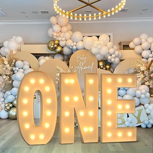 Miniatura 129 de Números iluminados grandes de 4 pies, números de marquesina 2 para decoraciones de cumpleaños de 21 para niños y niñas, números gigantes iluminados