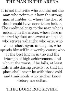 Motivational quote by Theodore Roosevelt unframed poster or print