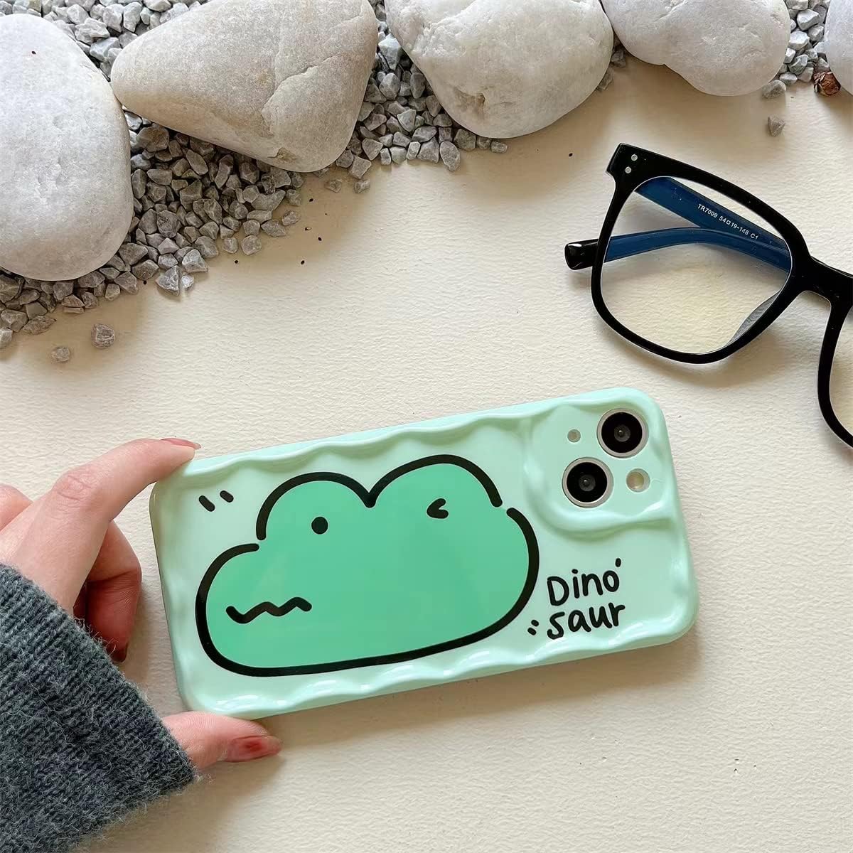 TOPSKY Compatible with iPhone 14/13 Case for Women Girls 6.1" 2022/2021, Cute Crocodile Pattern, Built-in Camera Lens Protector Slim Shockproof Protecive Phone Cover, Green