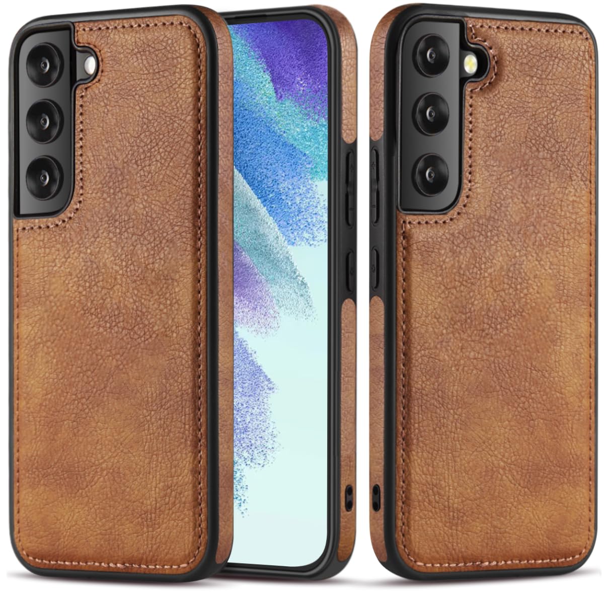 DOGODON Design Compatible with Samsung Galaxy S22 5G Case Luxury Leather Business Slim Non-Slip Soft Grip Shockproof Protective Cover 2022 6.1 Inch (