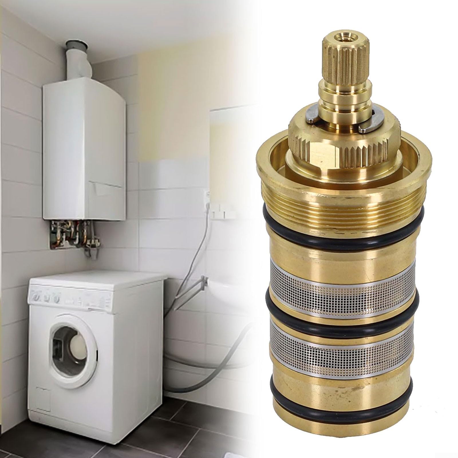 Cartouche thermostatique en laiton pour mitigeur de douche pour contrôle de la température, pièces de rechange pour robinet de salle de bain 20-48 ℃ de sécurité à 38 ℃