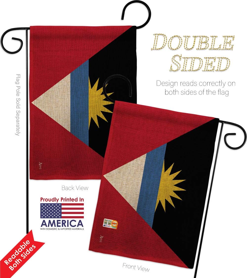 Antigua and Barbuda Burlap Garden Flags Pack Regional Nationality Nation International World Country Particular Area Support Our Troops Small Gift Yard House Banner Double-Sided Made In USA 13 X 18.5