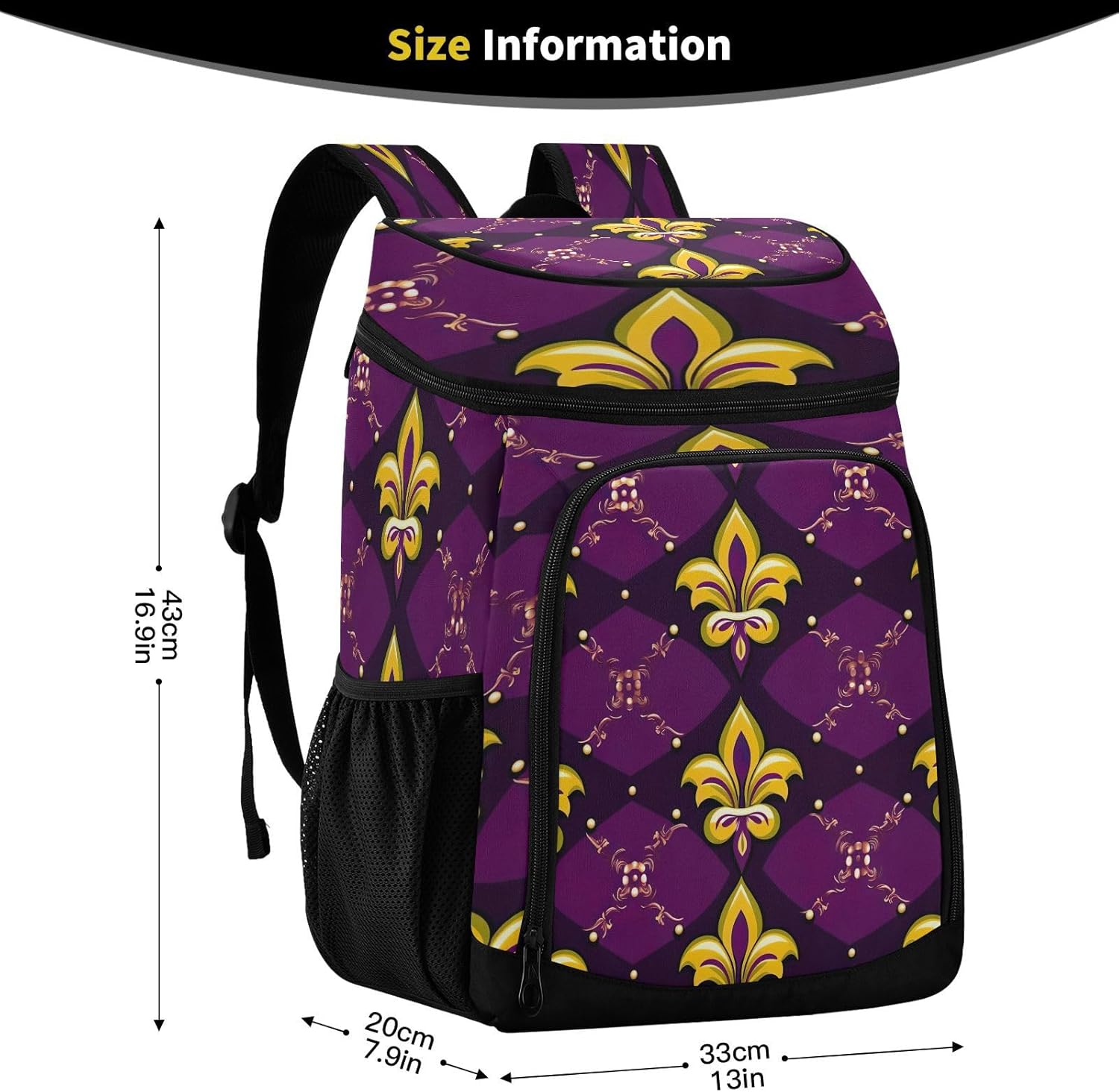 Flower Pattern Cooler Backpack 36 Cans Leakproof Waterproof Backpack Cooler Bag Beach Accessories for Women and Men Travel Camping Fishing Backpack